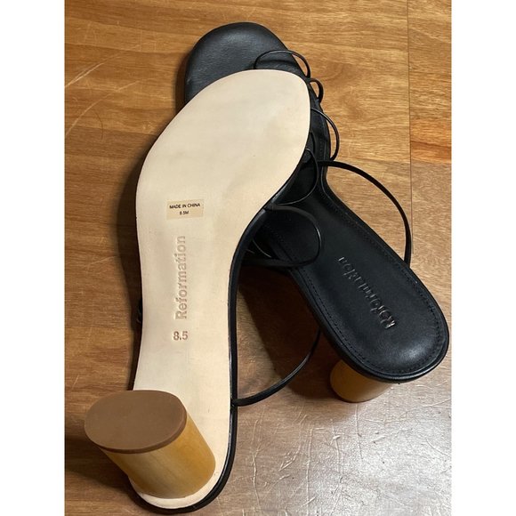 Reformation Rachel Leather Sandals in Black New - Picture 6 of 11